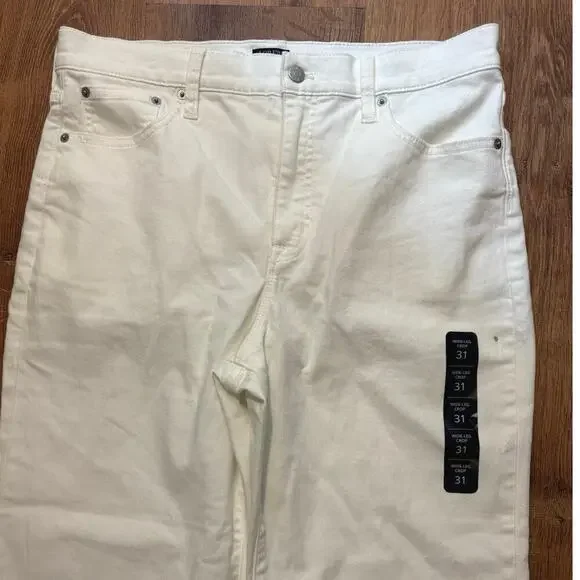 NWT J.Crew Wide Leg Crop Jean In All Day Stretch White Size 31 - Picture 4 of 9